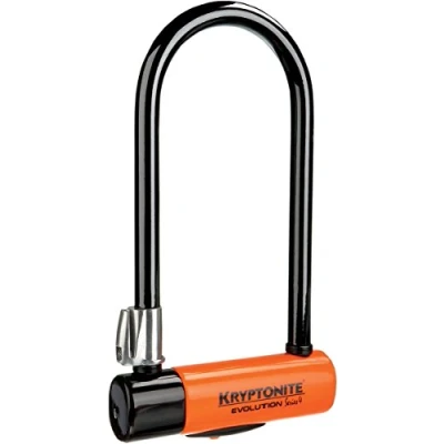 Image of Kryptonite Evolution Series 4 FlexFrame U Lock Black/Orange,10.2 cm x 22.9 14 mm.