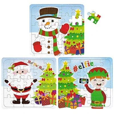 Image of HENBRANDT 2 x Christmas Puzzles 25 Piece Mini Jigsaw Puzzle Boys Girl Unisex Party Bag Fillers