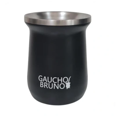 Image of Gaucho Bruno Stainless Steel Industrial Mate for Drinking Yerba Easy to Clean Comfortable Hold Keeps Warm Longer, Black