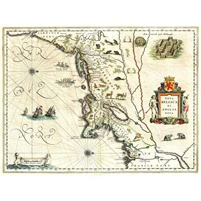 Image of Wee Blue Coo Map Antique New England York Manhattan USA Art Large Print Poster Wall Decor 18x24 inch
