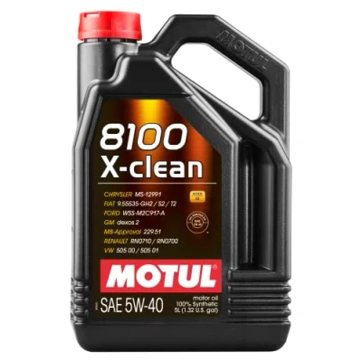 Image of Motul 102051 8100 X clean 100% Synthetic Lubricant for Petrol &amp; Diesel Vehicles Fully Viscosity SAE J 300, 5W 40 5 Litres