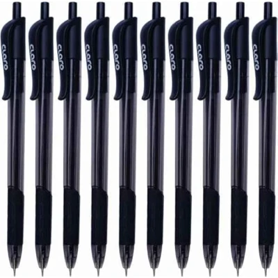 Image of TrioGripRT Retractable Ballpoint Pens, BLACK, Fine Point (0.7mm), Pack of 10, Smooth Writing, Perfect for School Office Home Use, iZOFAX Black Ball Pen