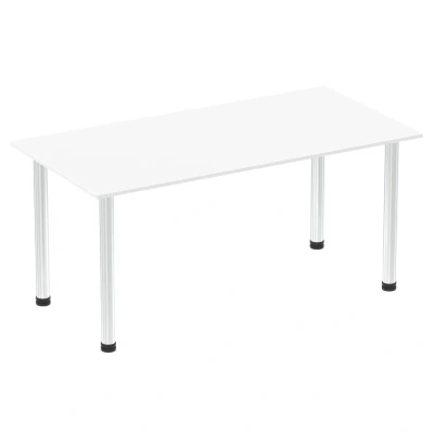 Image of Impulse 1600mm Straight Table White Top Chrome Post Leg