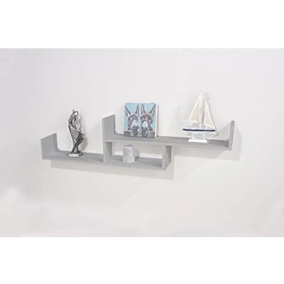 Image of Core Products, Tweed Floating Two Tier Wall Shelf Light Grey