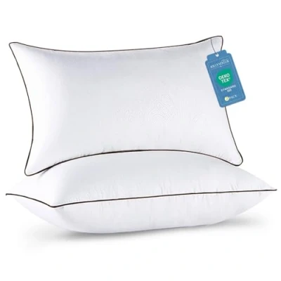 Image of JOLLYVOGUE 2 Pack Bed Pillows for Sleeping Hypoallergenic Pillow Side and Back Sleeper Hotel Down Alternative with Super Soft Plush Fiber Fill Queen Size