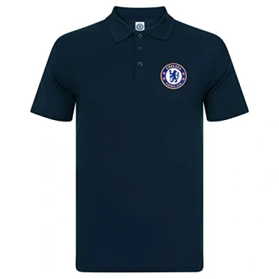 Image of Chelsea FC Official Football Gift Boys Single Crest Polo Shirt Navy 4 5 Years