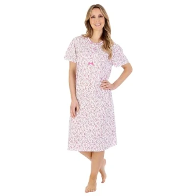 Image of Slenderella Babybella Short Sleeve Cotton Jersey 42 Inch Nightdress (24/26, pink)
