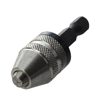 Image of Silver+Black 6mm Keyless Drill Bit Chuck Quick Change Adapter Converter Hex