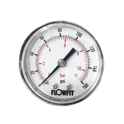 Image of Flowfit Pneumatic Pressure Gauge, Dry, 40mm Dial Size, Rated for 0 60 PSI (4 Bar), 1/8&quot; BSP Rear Entry, General Purpose (Gas, Water)