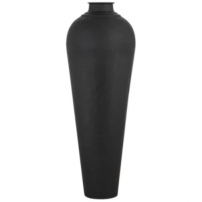 Image of Hill Interiors Large Hammered Vase with Lid Metal L40 x W40 H103 cm Matt Black