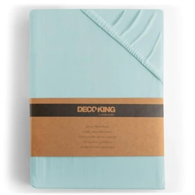 Image of DecoKing Fitted Sheet UK Single Cotton Jersey Boxspring, Amber Collection, 80x200 90x200 cm Light Blue