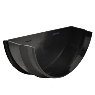 Image of Half Round Guttering Internal Stop End Black Pack of 2