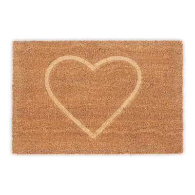 Image of Relaxdays Coconut Doormat, Non Slip, Engraved Heart, Indoor &amp; Outdoor, Shoe Mat, Dirt Trap, 1.5 x 60 40 cm, Natural, Coco
