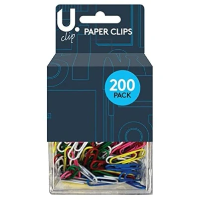 Image of 200 Pcs Plastic Coated Offic Paper Clips Assorted Colors