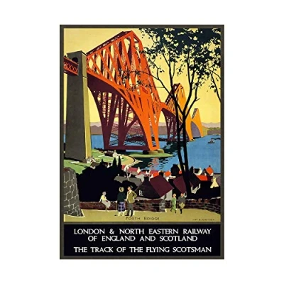 Image of Wee Blue Coo Rail Flying Scotsman Forth Bridge Lner Uk Framed Art Print Picture F12X1029