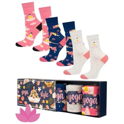 Image of soxo Yoga Socks Women Funny Ladies Gift Ideas Long Womens Sock Women&#039;s Funky Gifts Box 2.5 6.5 3 Pairs