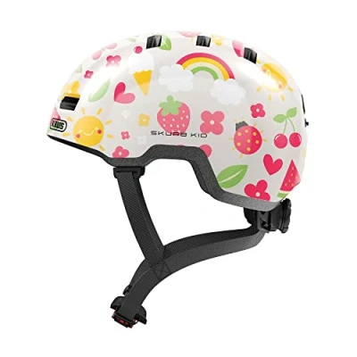 Image of Abus Children&#039;S Helmet Skurb Kid Robust Bike In Skate Style With Room For A Ponytail And Various Designs Girls Boys White, Size S
