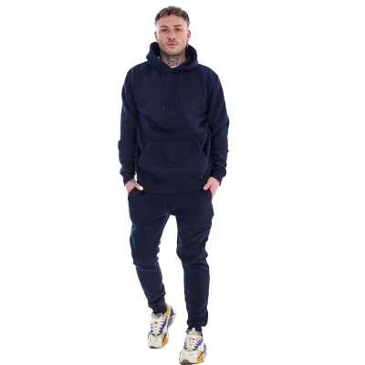 Image of BRAND KRUZE Mens Hoodie Jumper Regular Fit Long Sleeve Pullover TRACKSUIT Set Hoody Sweatshirt and Joggers KZMS139 NAVY S