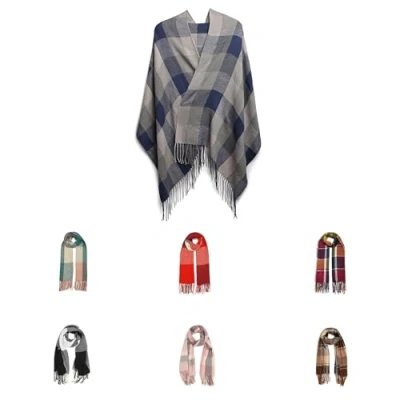 Image of Good Nite Scarf Women Winter Gray Scarves Shawls Wraps Ladies Christmas Gifts Long Soft Warm Tartan Wool Spinning Tassel Stole for Men