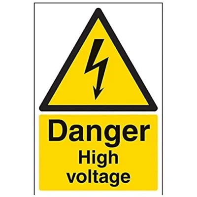 Image of V Safety Danger High Voltage Warning Sign 200mm x 300mm 1mm Rigid Plastic