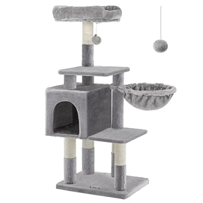 Image of Feandrea Multilevel Cat Tree, 110 cm Tower, Condo, Light Grey PCT52W