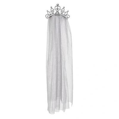 Image of Boland Zombie Princess Tiara Headband with Veil White, One Size Perfect for Halloween, Horror Parties, and Cosplay