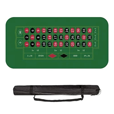 Image of Roulette Casino Mat 180x90cm, Roll up Poker for Table with Carrying Bag, Professional Layout, Non Slip Rubber Top Cover Parties, Game Night