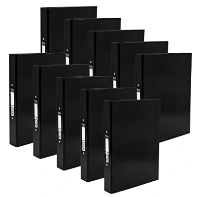 Image of Pukka Pad, Brights A4 Ringbinder Files with 2 O Ring Mechanism 10 Pack 40mm Spine Customisable Label for Large Amounts of Documents 32 x 26.3mm, Black