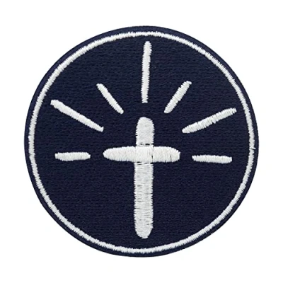 Image of Church Collection: Illuminated Cross Iron on Patch Christian Patches, Jesus Embroidery Patch, Fish ironable Bible Badges Finally Home