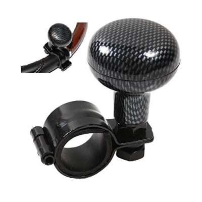 Image of K M Electronics® Carbon Fibre Look Steering Wheel KNOB CAR Van Lorry Truck Fork Lift Spinner