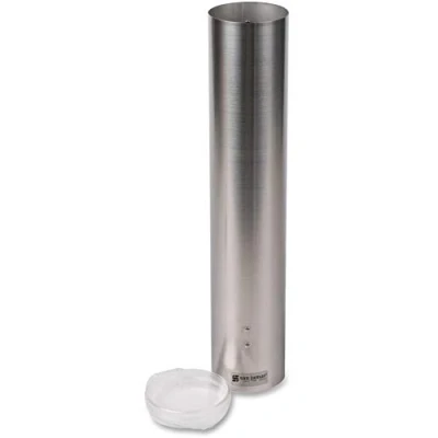 Image of San Jamar C4150SS Stainless Steel Small Water Cup Dispenser with Hinged Flip Cap, 16&quot; Length
