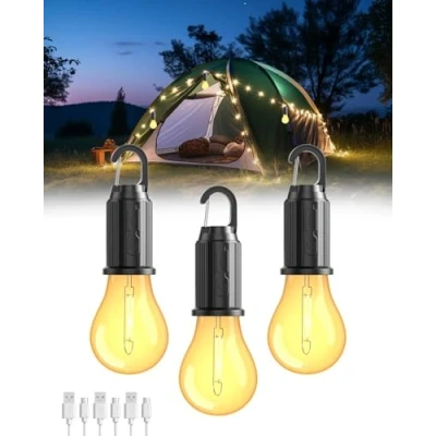 Image of BrightArk Rechargeable Camping Light, Waterproof Tent Lights for 3 Lighting Modes Lanterns Lamp Tent, Camping, Hiking, Fishing, Backpacking, Emergency 3PCS