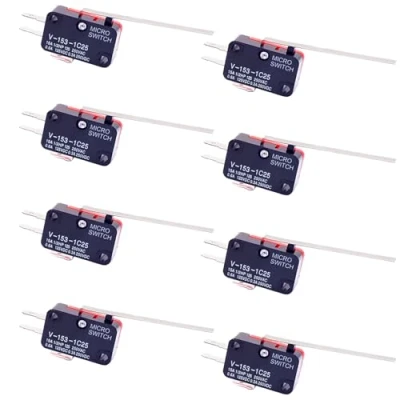 Image of CESFONJER 8 PCS V 153 1C25 Micro Limit Switch Long Hinge Roller Momentary Cherry Push Button SPDT Snap Action Perfect for Arduino, Appliance and Electronic Equipment
