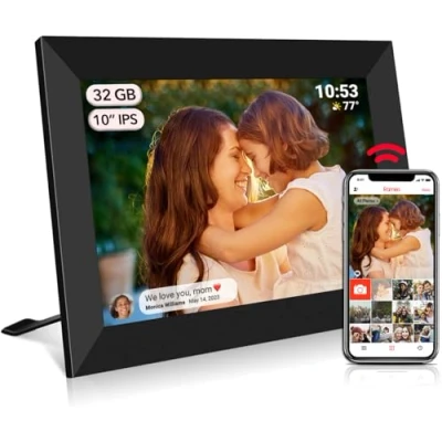 Image of Frameo Digital Picture Frame Photo WiFi 32GB 10.1 inch 1280x800 HD IPS Touch Screen Auto Rotat Built in Storage Share Moments Instantly via App from Anywhere