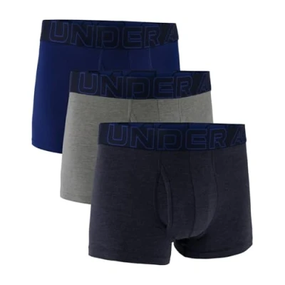 Image of Under Armour Mens Performance Cotton 3 Pack Trunks Blue/Steel L
