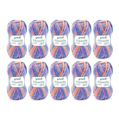 Image of Gründl felting wool colour, (OEKO TEX ® certified, 100% virgin for felting, 50 g / m, needle size: 8 9, 10 balls á g), lilac blue multicolour