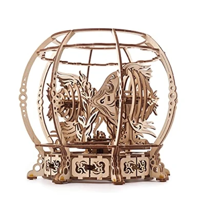 Image of UGEARS Mechanical Aquarium 3D Puzzles Decorative Wooden Puzzle Driven by a Spring Self Assembly Gear for Adults Model Kits Teens