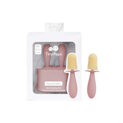 Image of ezpz Tiny Pops (2 Pack) Silicone Popsicle Ice Lolly Mold for Infants Easy Baby’s Grasp Dishwasher Safe 4 Months+ (Blush)