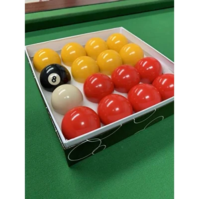 Image of Red and Yellow 2&quot; Pool Ball Set (1 7/8 Inch Cue Ball)