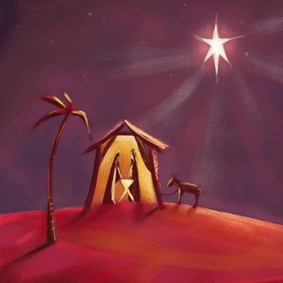 Image of GBCC Charity Christmas Cards Pack of 8 with a Donkey at the Stable Design Eco Friendly Xmas Multipack Envelopes