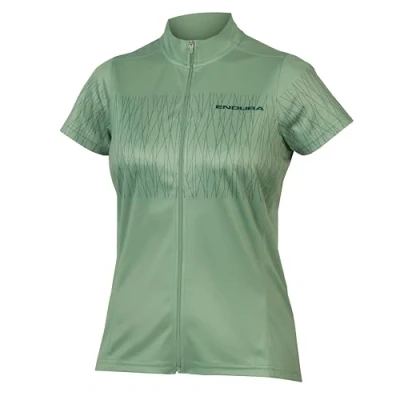 Image of Endura Women&#039;s Hummvee Ray Short Sleeve Jersey Rapid Wicking Recycled Fabric Back Pockets, Jade, L