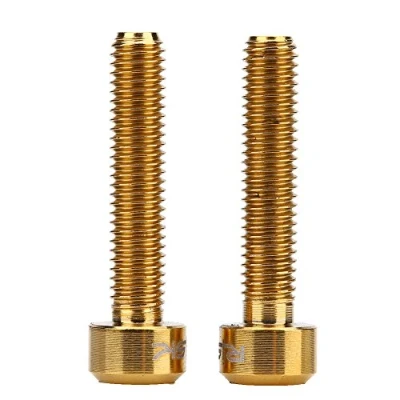 Image of Keenso Bike Brake Lever Screws, 2pcs M5x25 mm Titanium Alloy Screws for Mountain Bicycle, Cycling Bolts Accessories(Gold) Bicycle