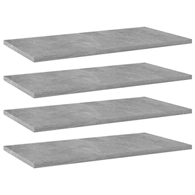 Image of vidaXL Bookshelf Boards 4 pcs in Concrete Grey Engineered Wood, Modern Style for Living Room, Versatile Storage and Easy Cleaning