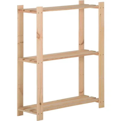 Image of vidaXL 3 Tier Storage Rack 60x28.5x90 cm Solid Pinewood
