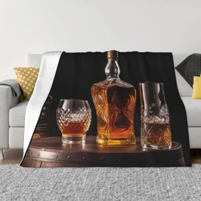 Image of Ultra Soft Micro Fleece Blanket Whisky Beer Pictures Throw Warm Fuzzy Plush Lightweight Flannel Blankets for Couch Sofa Bed 50&quot;x40&quot; Cozy Microfiber All Season