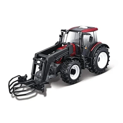 Image of Bburago B18 44082 VALTRA FARM TRACTOR N174 WITH FRONT LOADER Car, Model, Sport, pre Built, Red