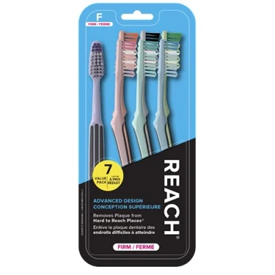 Image of Reach Advanced Design Toothbrush, Firm Bristles, 7 Count Value Pack