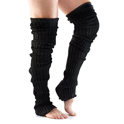 Image of ToeSox Toesl Unisex Adult Thigh High Leg Warmer Yoga, Pilates &amp; Casual Black, One Size