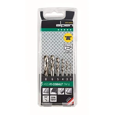 Image of Alpen 100906100 HSS ECO TM PZ Stub Drills, Grey, Set of 6 Piece