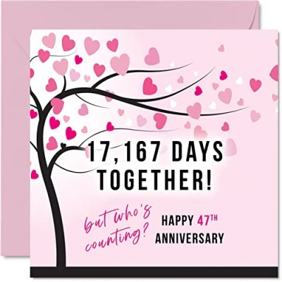 Image of Funny 47th Anniversary Card for Wife or Husband 17167 Days Together I Love You Gifts, Happy Wedding Cards Partner, 145mm x Greeting Forty Seventh Anniversaries